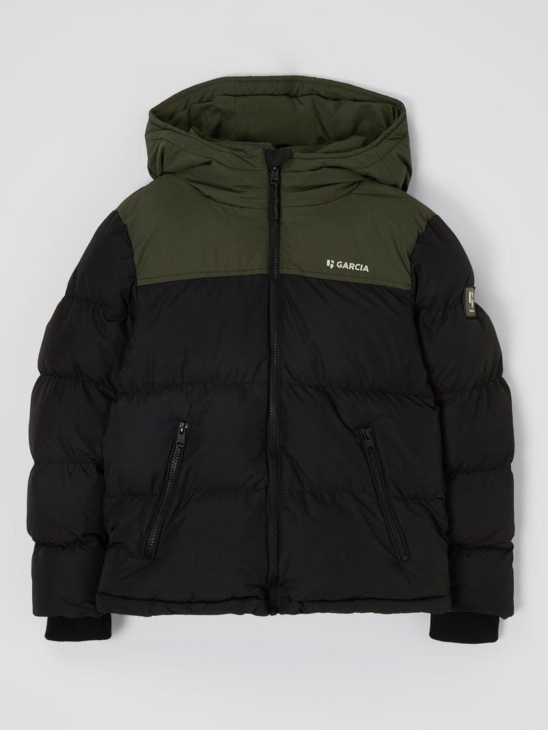 Steppjacke mit Kapuze in khaki