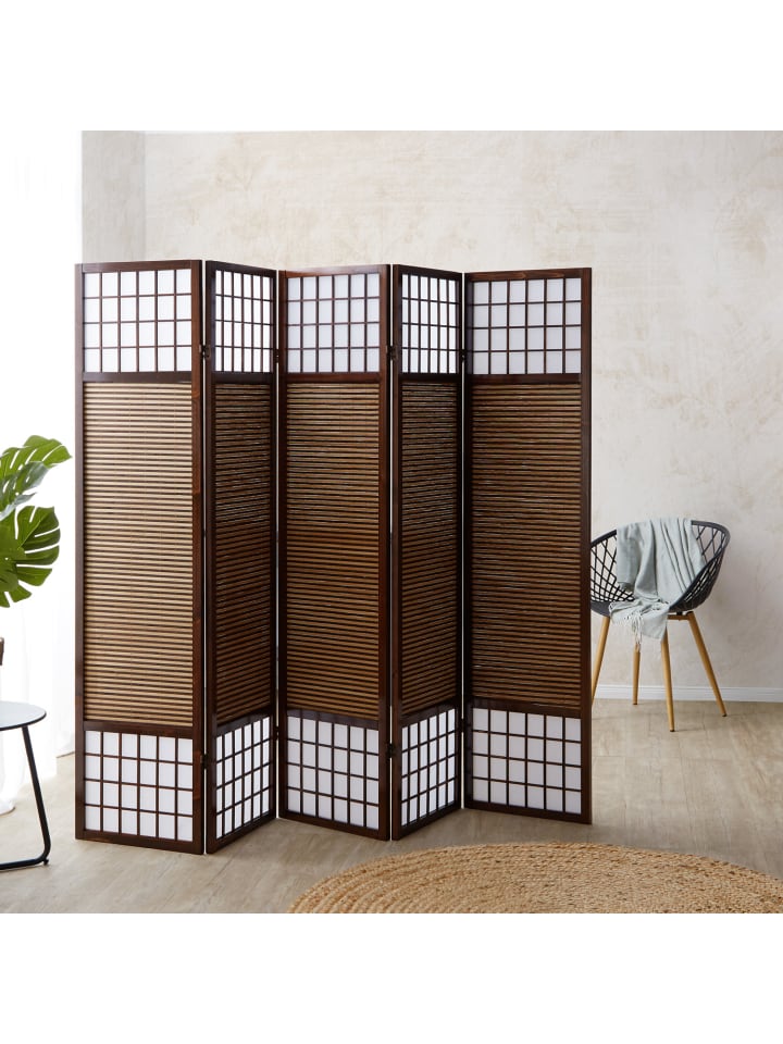 Homestyle4u 5-tlg. Paravent in Braun 220x175 günstig kaufen onesize