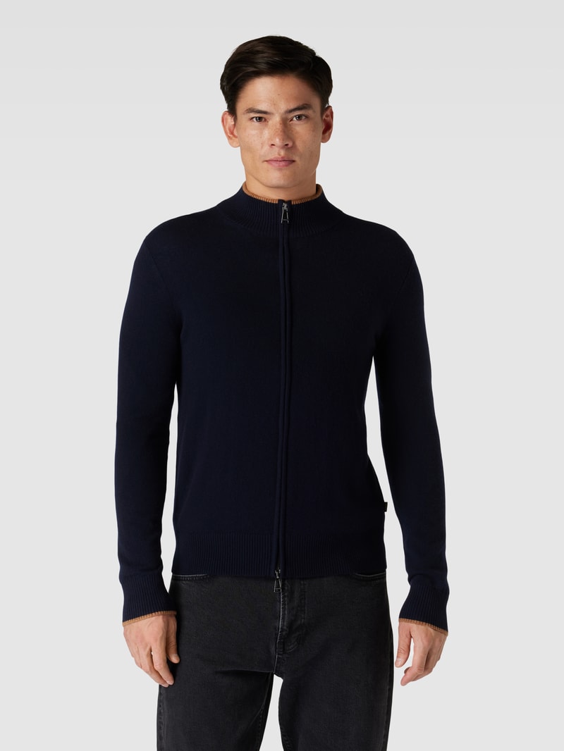 Strickjacke aus Kaschmir mit Kontraststreifen Modell 'Cashmono' in marineblau