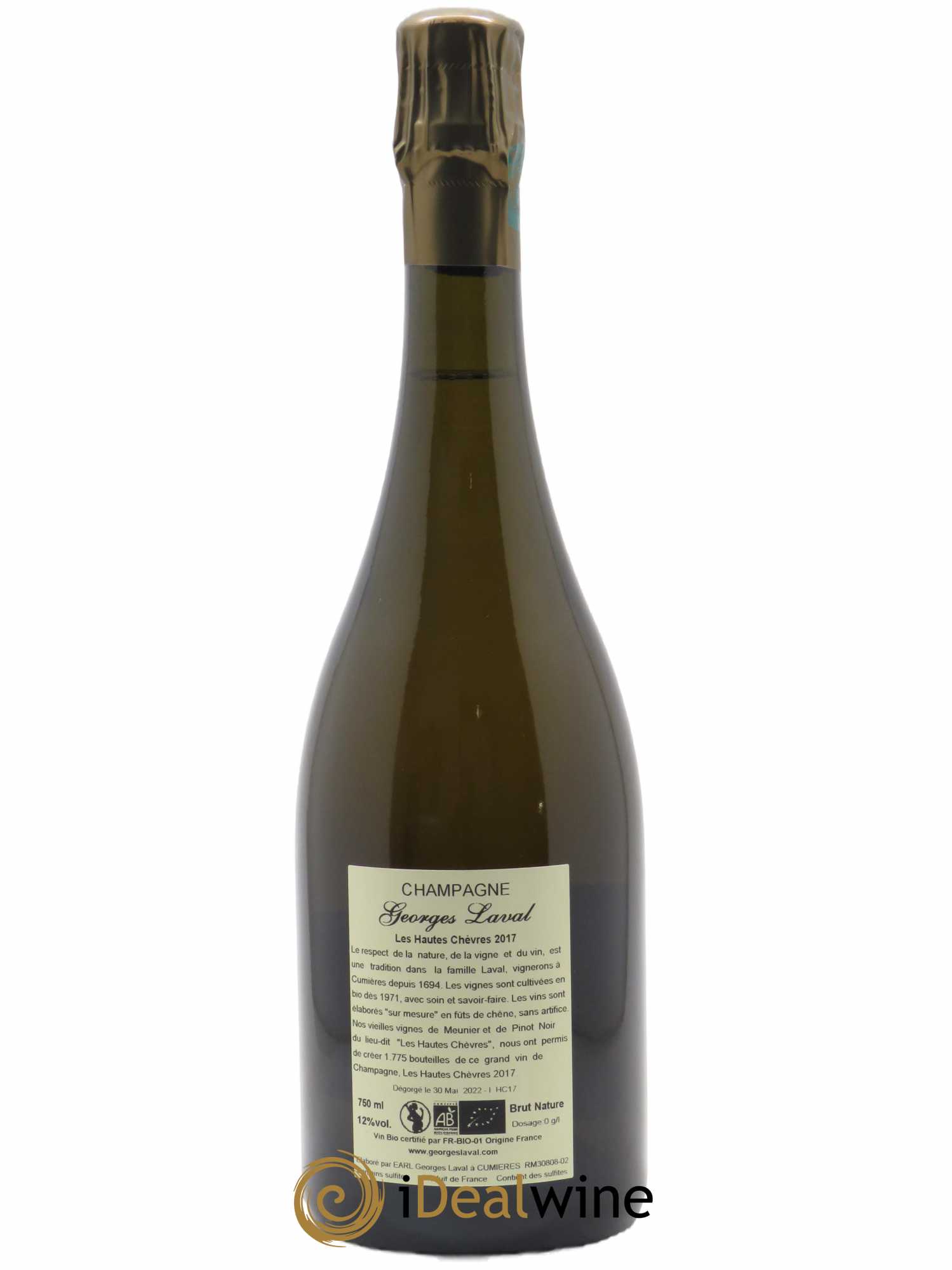 Premier Cru Brut Nature Les Hautes Chèvres Georges Laval  2017 - Lot de 1 Bouteille