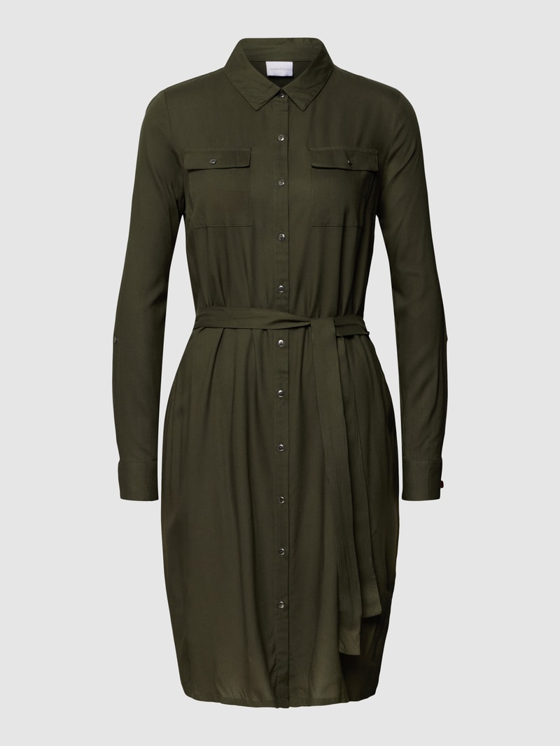 Knielanges Kleid mit Taillengürtel Modell 'LIA' in khaki