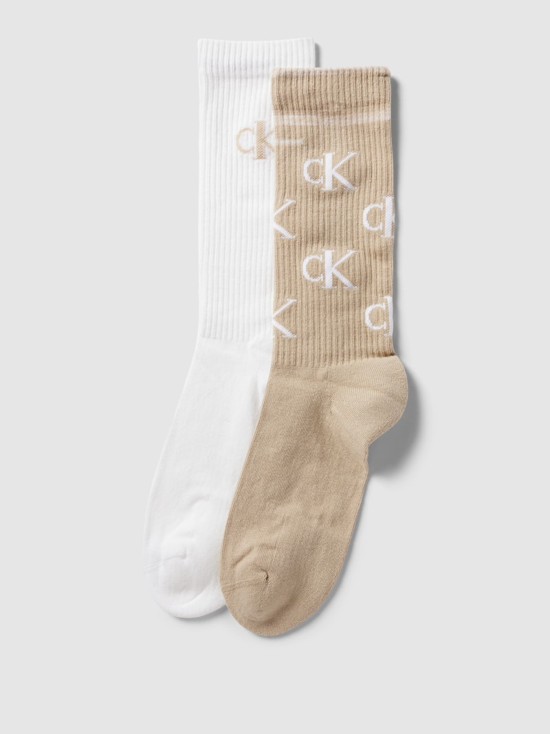 Socken mit Label-Details im 2er-Pack in taupe
