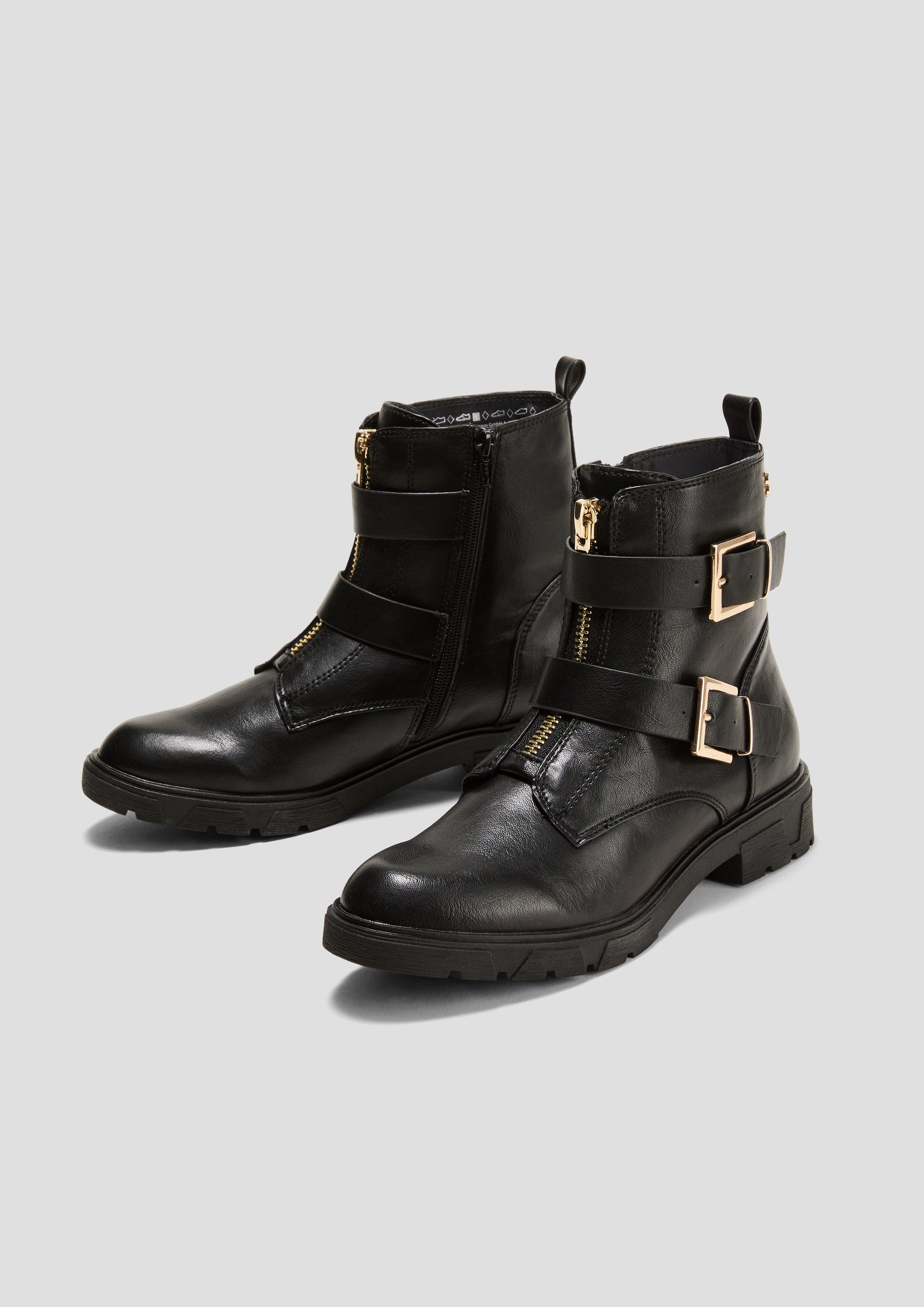 Lederoptik-Stiefel mit Schnallen-Detail  6008315-001