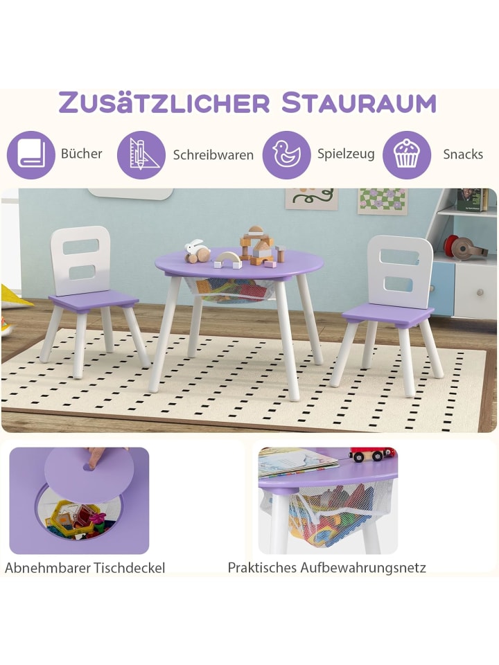 COSTWAY Sitzgruppe 3 tlg. Set in Lila günstig kaufen onesize