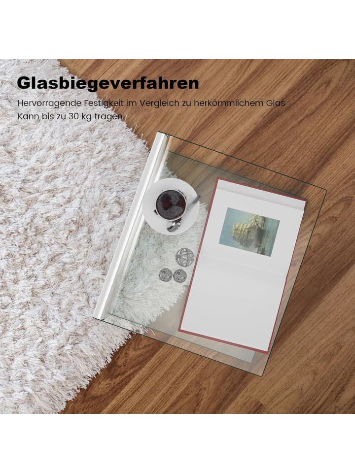 COSTWAY Beistelltisch Glas 45cm in Transparent günstig kaufen onesize