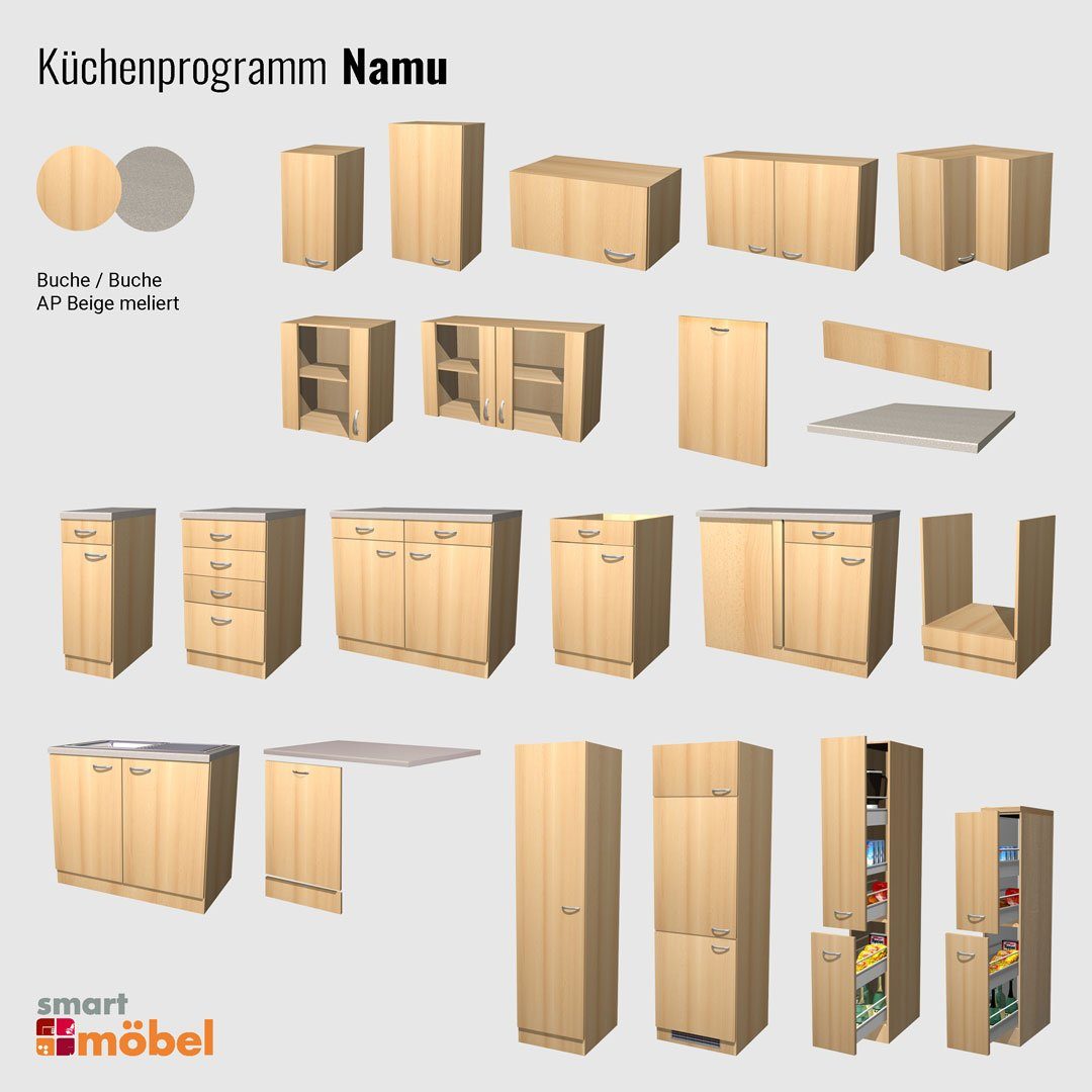 Flex-Well Arbeitsplatte - 100 x 60 x 2,8 cm - Beige melliert – Namu