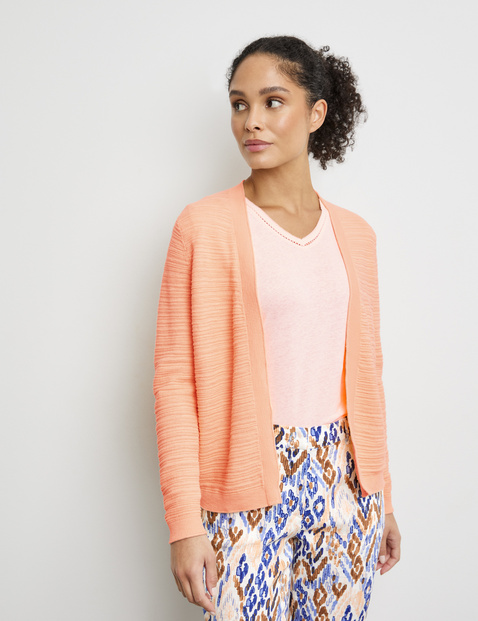 Offene Strickjacke aus Baumwoll-Leinen