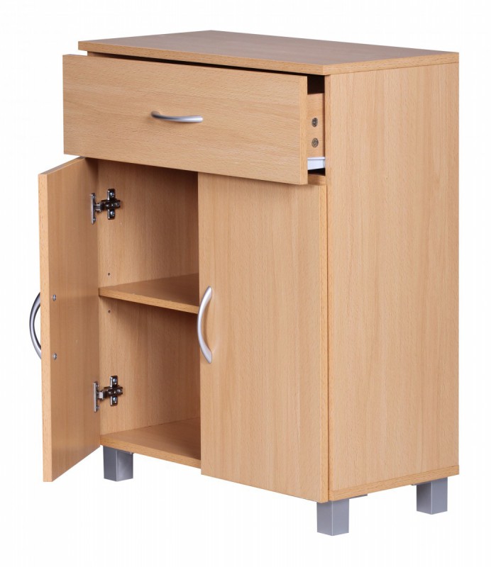 Wohnling Sideboard Buche 60 x 75 cm mit 2 Türen & 1 Schublade