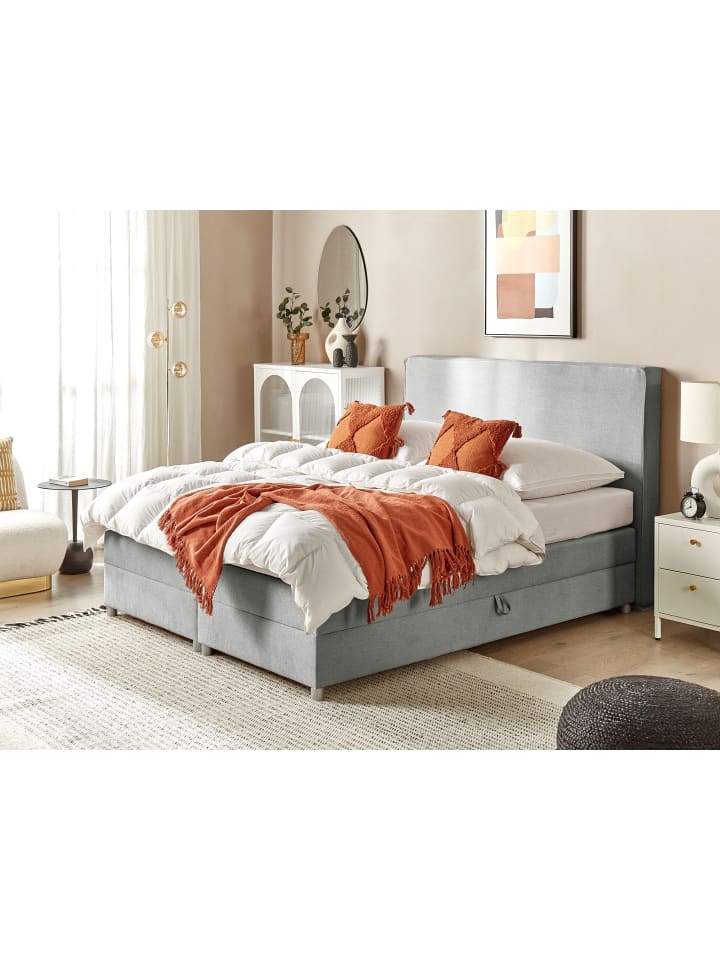 Beliani Boxspring Bett MINISTER in Grau/Silber - (W) 168 x (H) 115 x (L) 209 cm günstig kaufen onesize