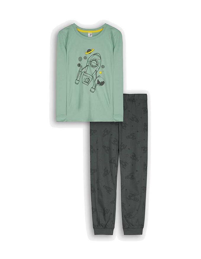 Pyjama Set aus Langarmshirt und Hose- Print