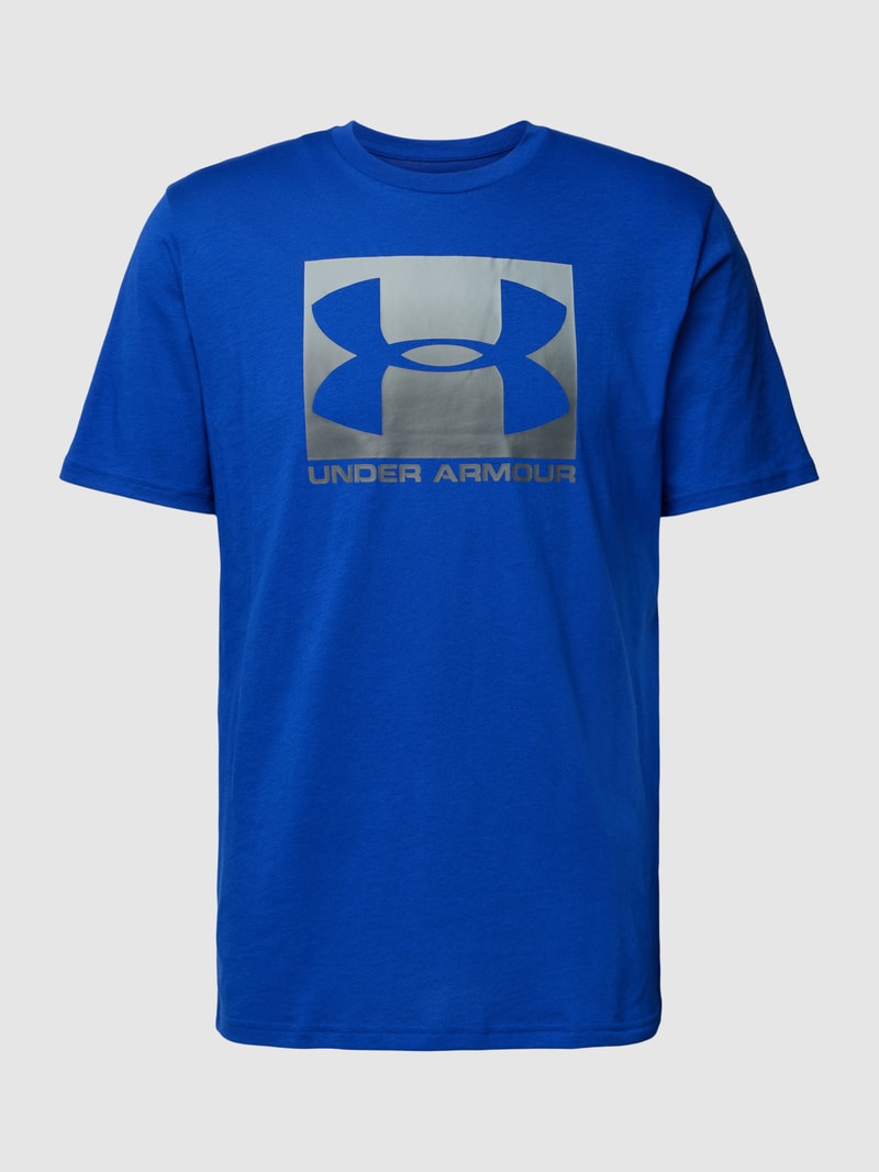 T-Shirt mit Label-Print in royalblau