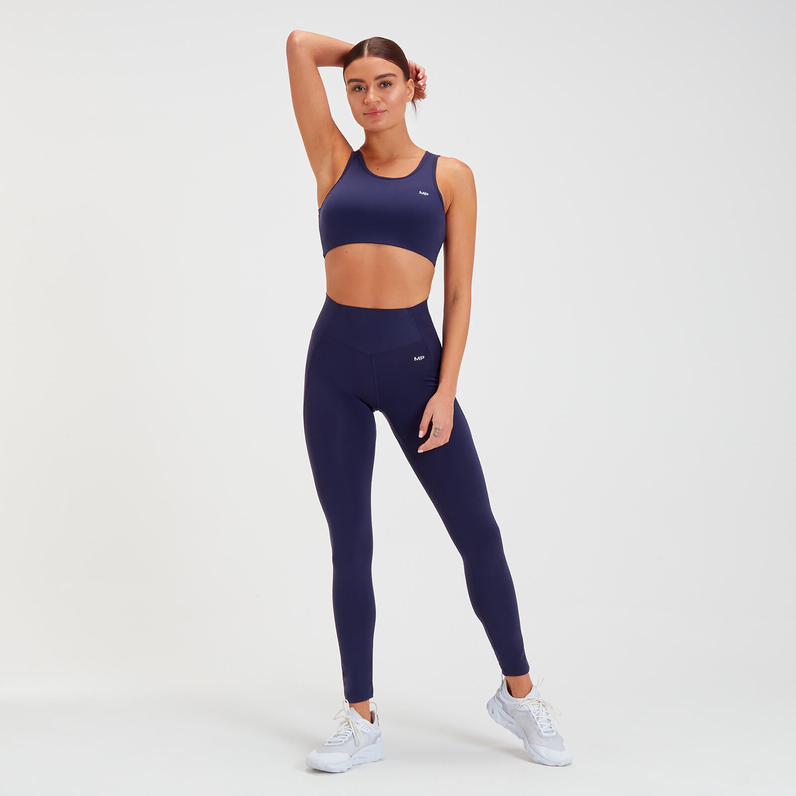 Brassière de sport découpée au laser MP Sculpt pour femmes – Bleu marine