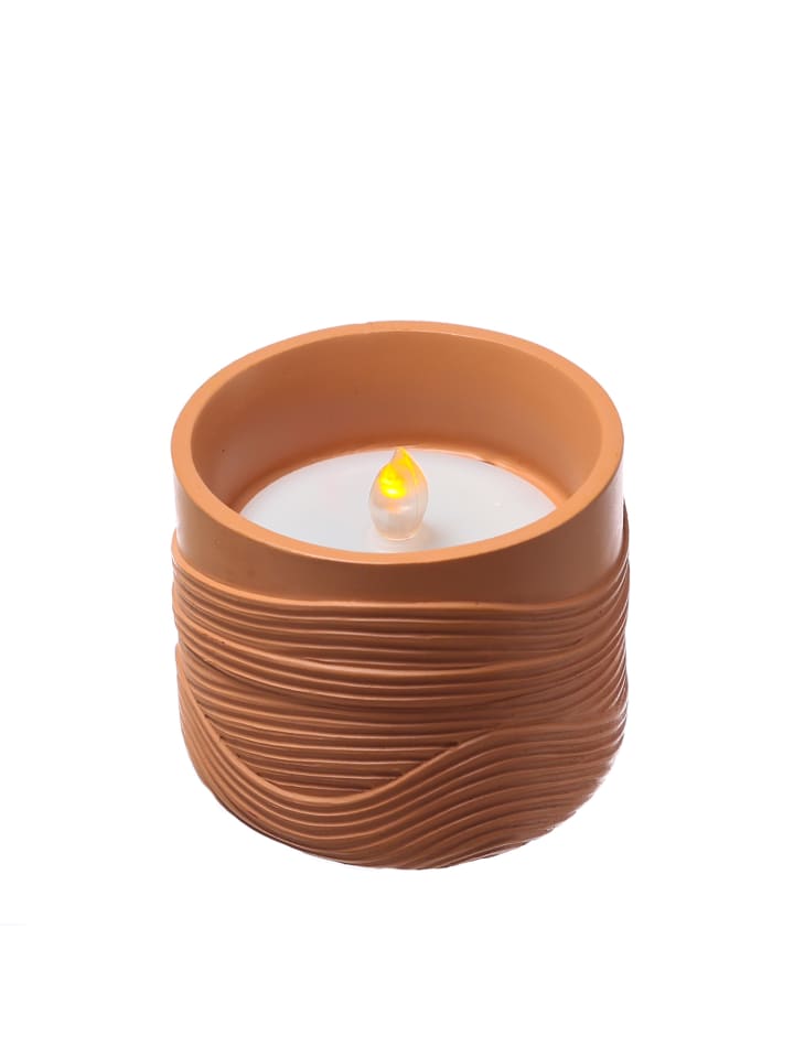 MARELIDA LED Solar Windlicht Wellenmuster Solar Kerze H: 8cm in terracotta günstig kaufen onesize