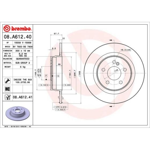 08.A612.41 BREMSSCHEIBE BREMBO HA  VP2 - ATU