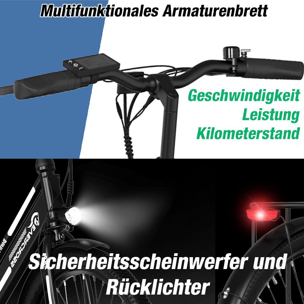 Evercross E-Bike EK8S 26 ZOLL, 250W Heckmotor, Elektrofahrrad Elektro Trekkingrad 26