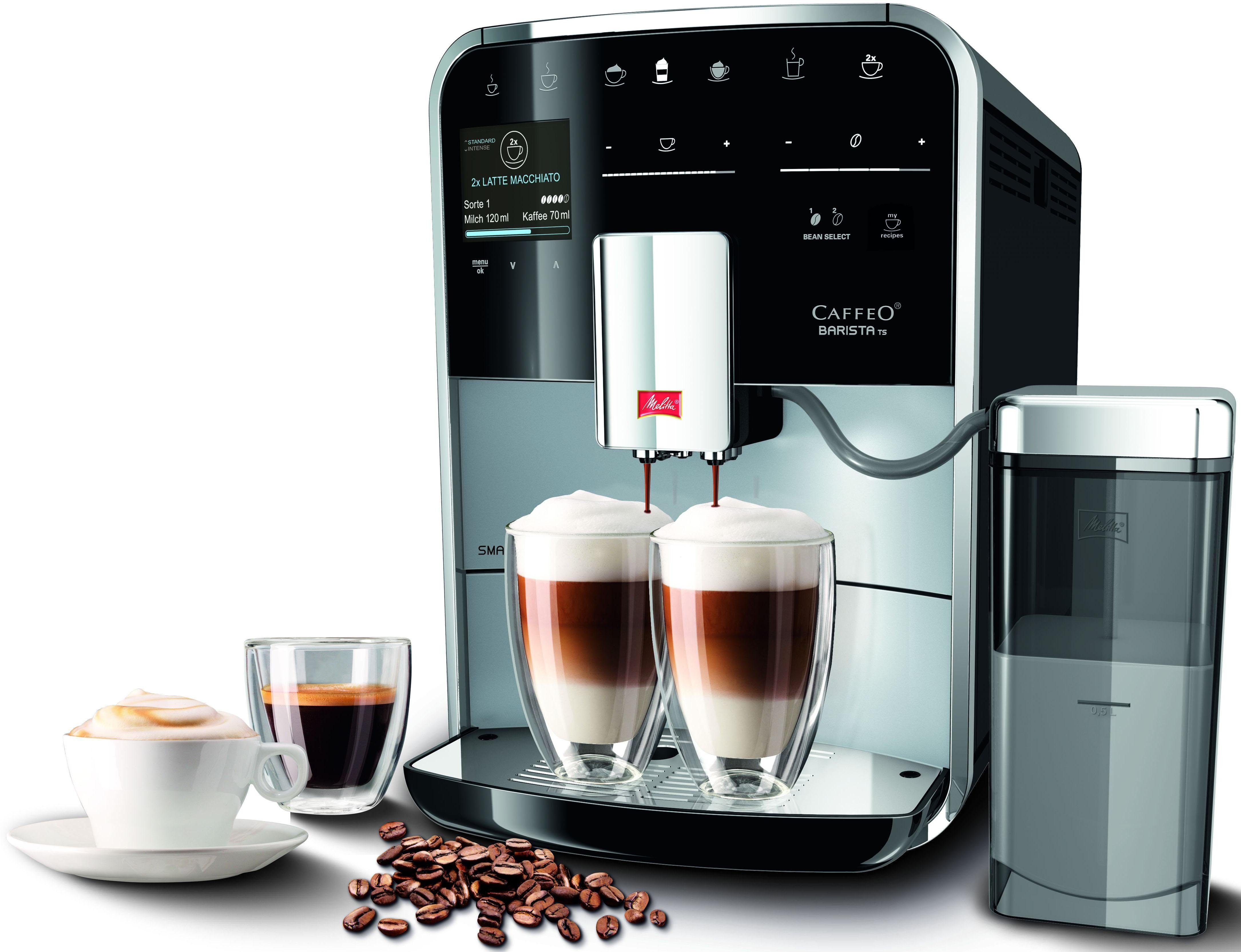 Melitta Kaffeevollautomat Barista TS Smart® F850-101, silber, 21 Kaffeerezepte & 8 Benutzerprofile, 2-Kammer Bohnenbehälter