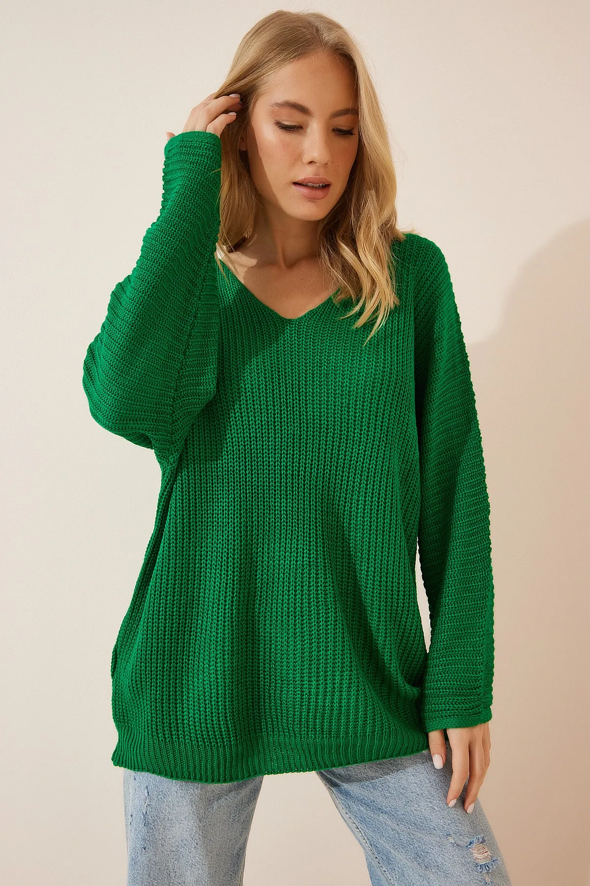 Happiness İstanbul  Pullover - Grün - Oversized