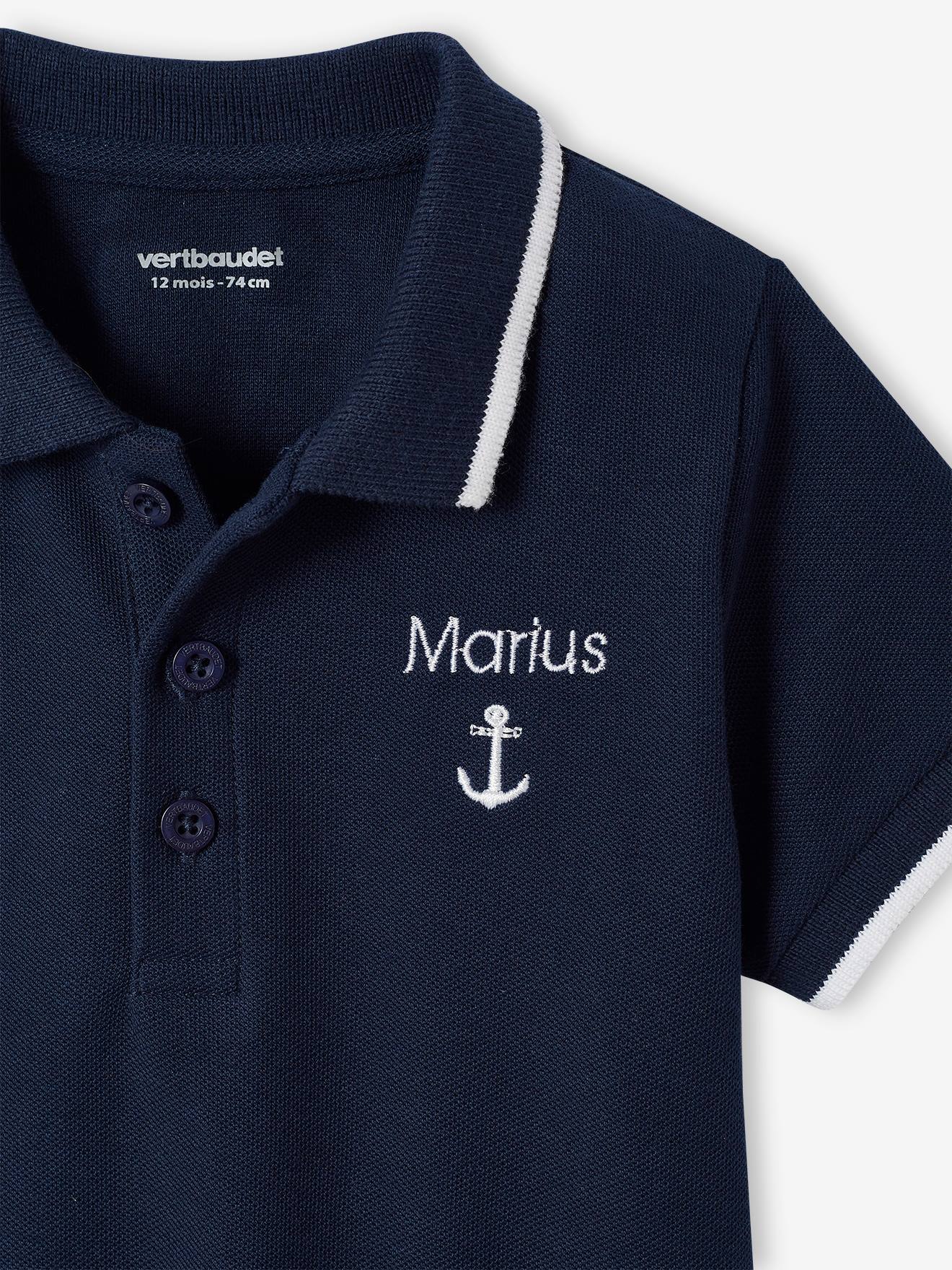 Polo bébé garçon brodé poitrine personnalisable marine