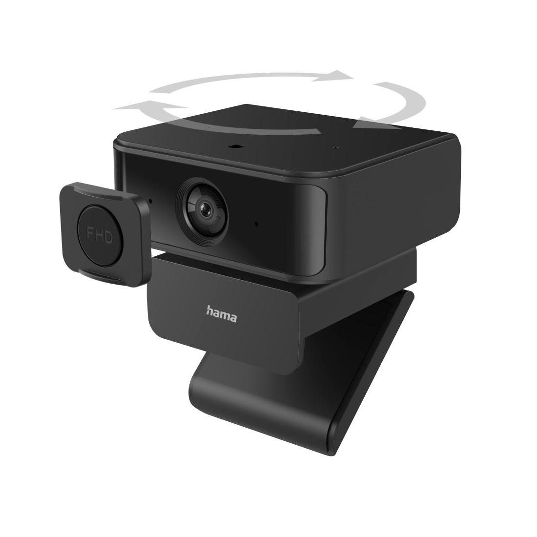 Hama Full HD Streaming Webcam-Face Tracking-Mikrofon-Rauschunterdrückung Webcam (Zusatzfunktionen: 1/4 Zoll-Gewinde, Autom. Belichtungsanpassung)