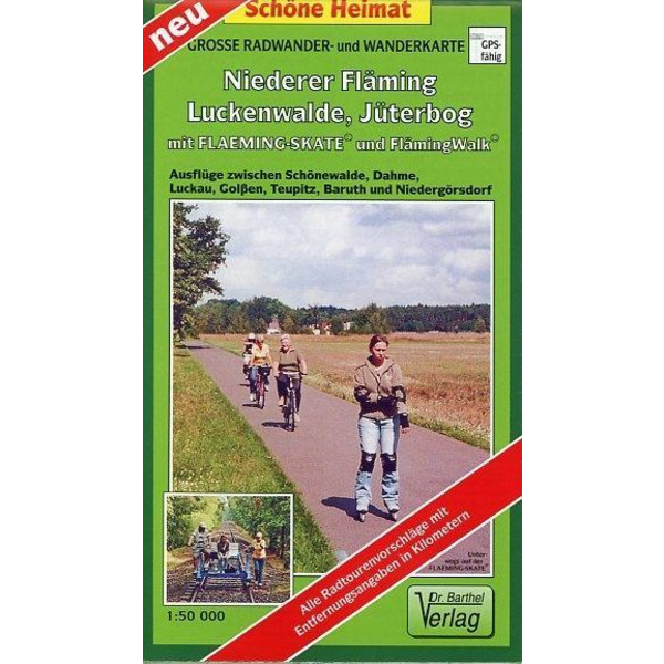 Große Radwander- und Wanderkarte Niederer Fläming, Luckenwalde, Jüterbog, mit Flaeming-Skate® und FlämingWalk® 1 : 50 000 - Wanderkarte