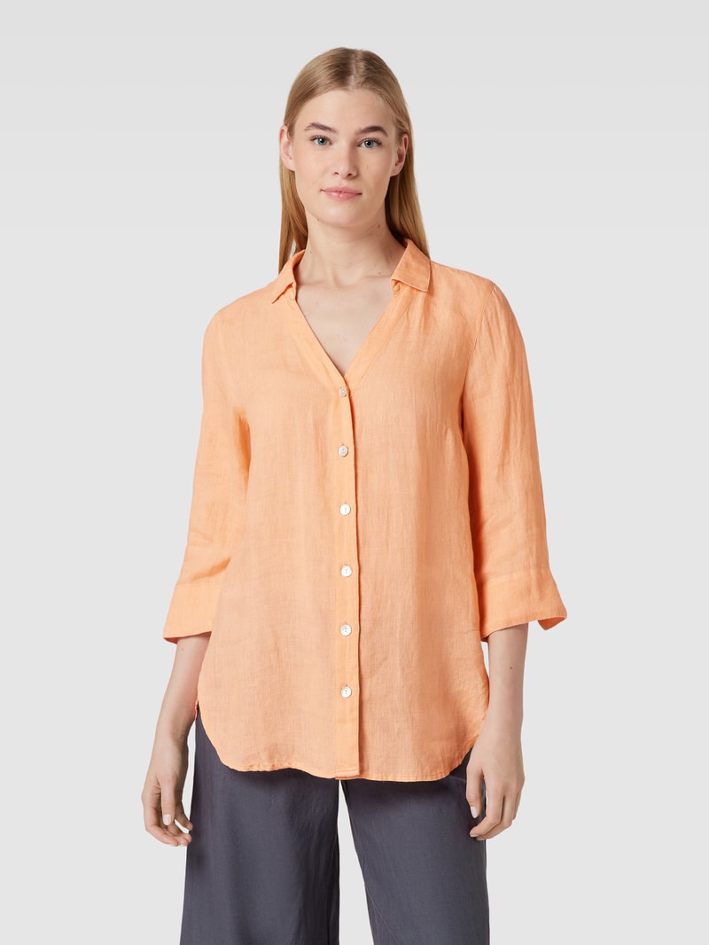 Leinenbluse mit Knopfleiste in apricot