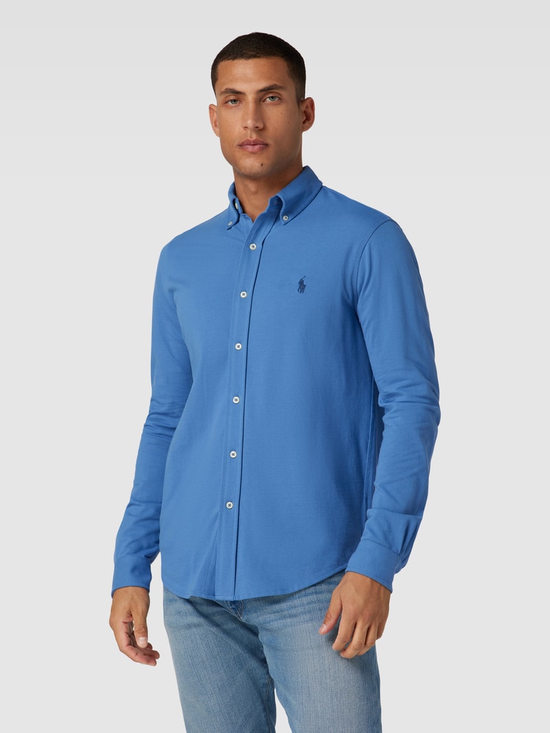 Slim Fit Freizeithemd mit Button-Down-Kragen in bleu