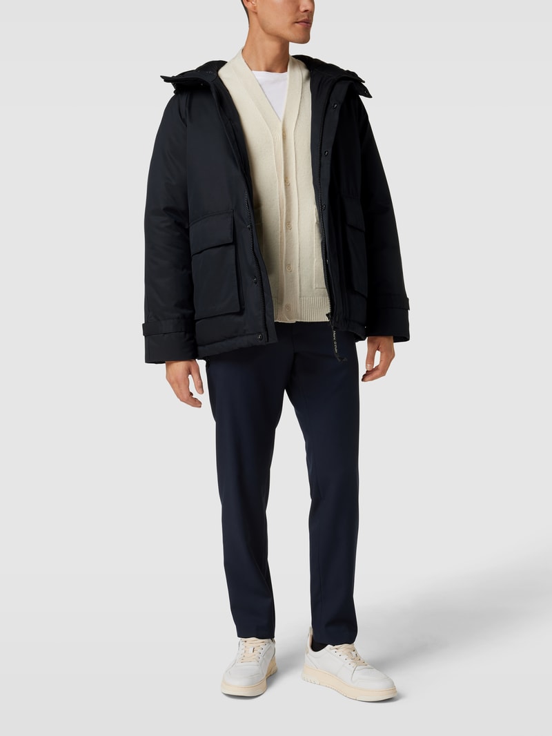 Parka mit Label-Applikation in marineblau