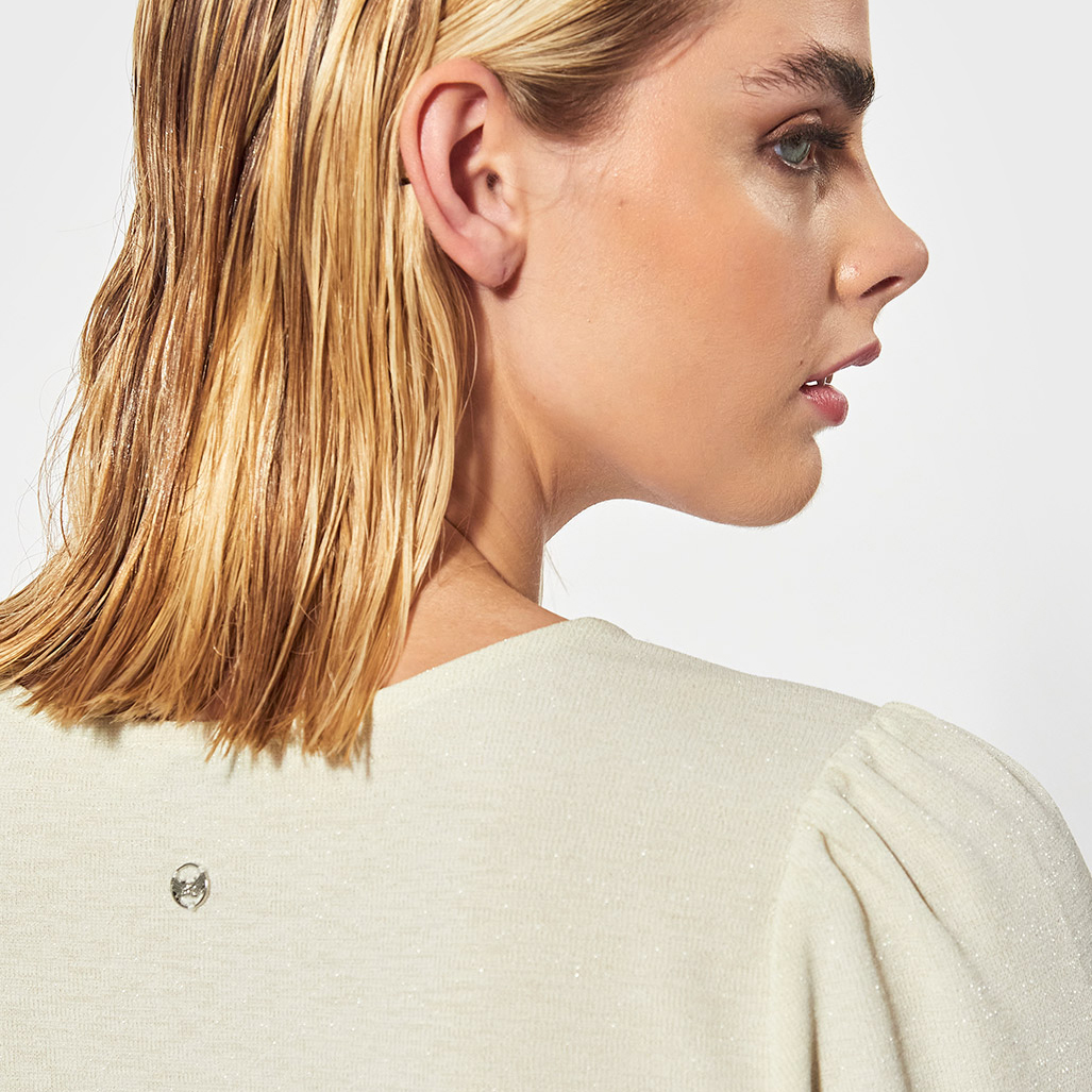 PALMI  T-shirt ajusté beige pailleté Femme