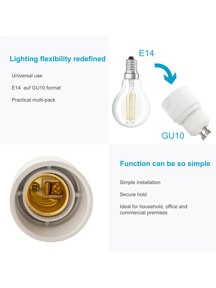 Intirilife 4er Set Lampenadapter E27 auf G9 in WEISS günstig kaufen onesize