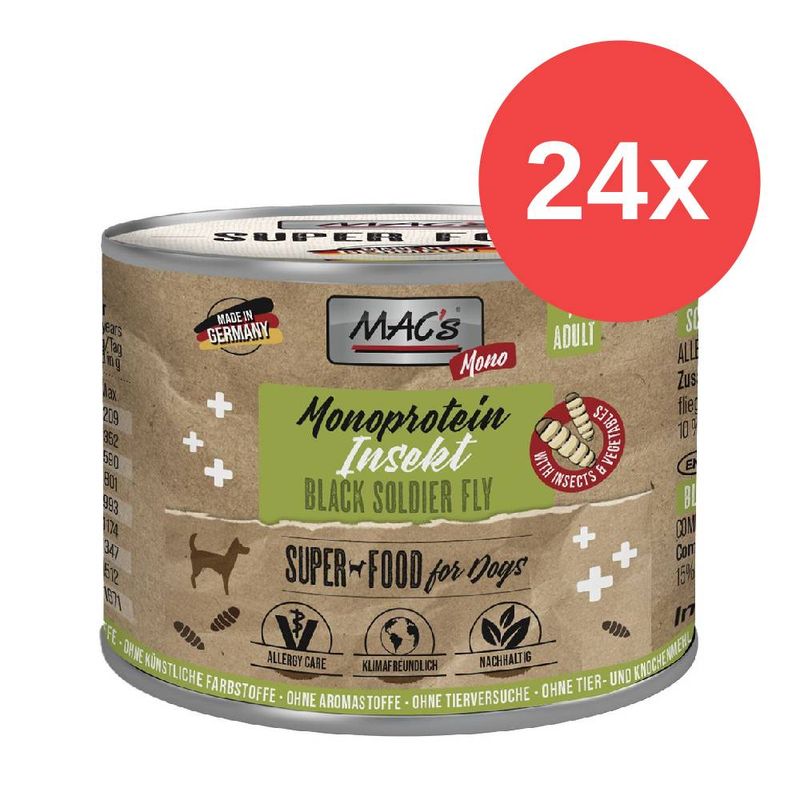 Sparpaket MAC's Monoprotein Insekten & Superfood 24 x 180 g