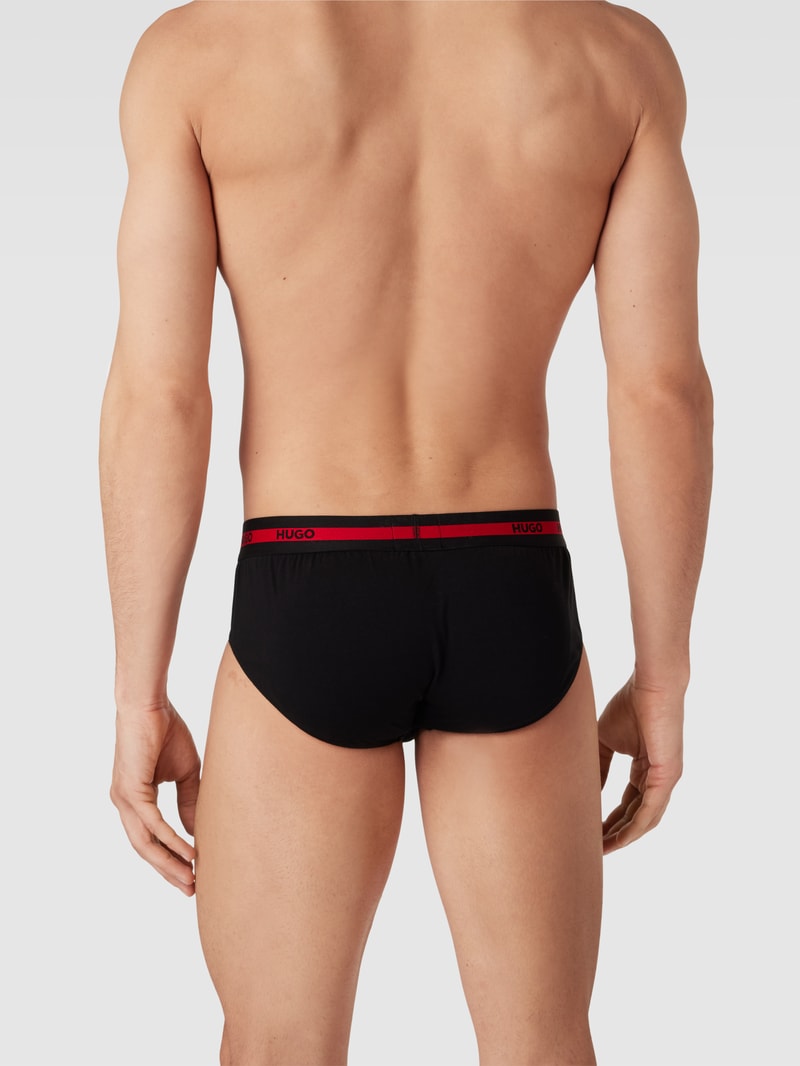 Slip mit elastischem Logo-Bund im 3er-Pack in rot