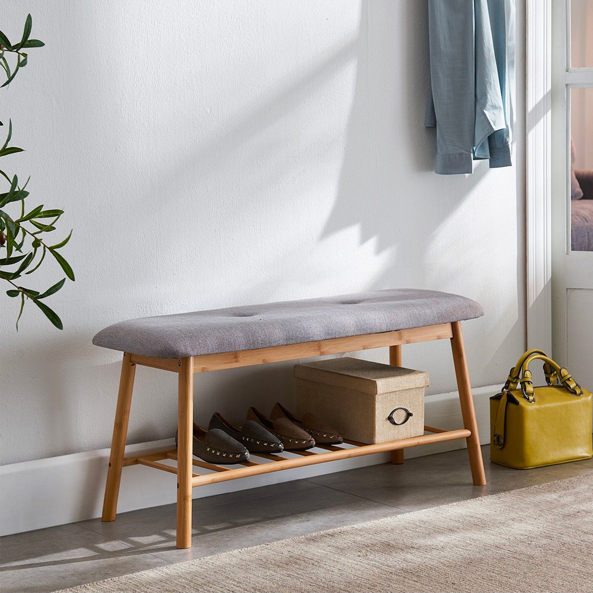 Banc en bambou avec coussin
