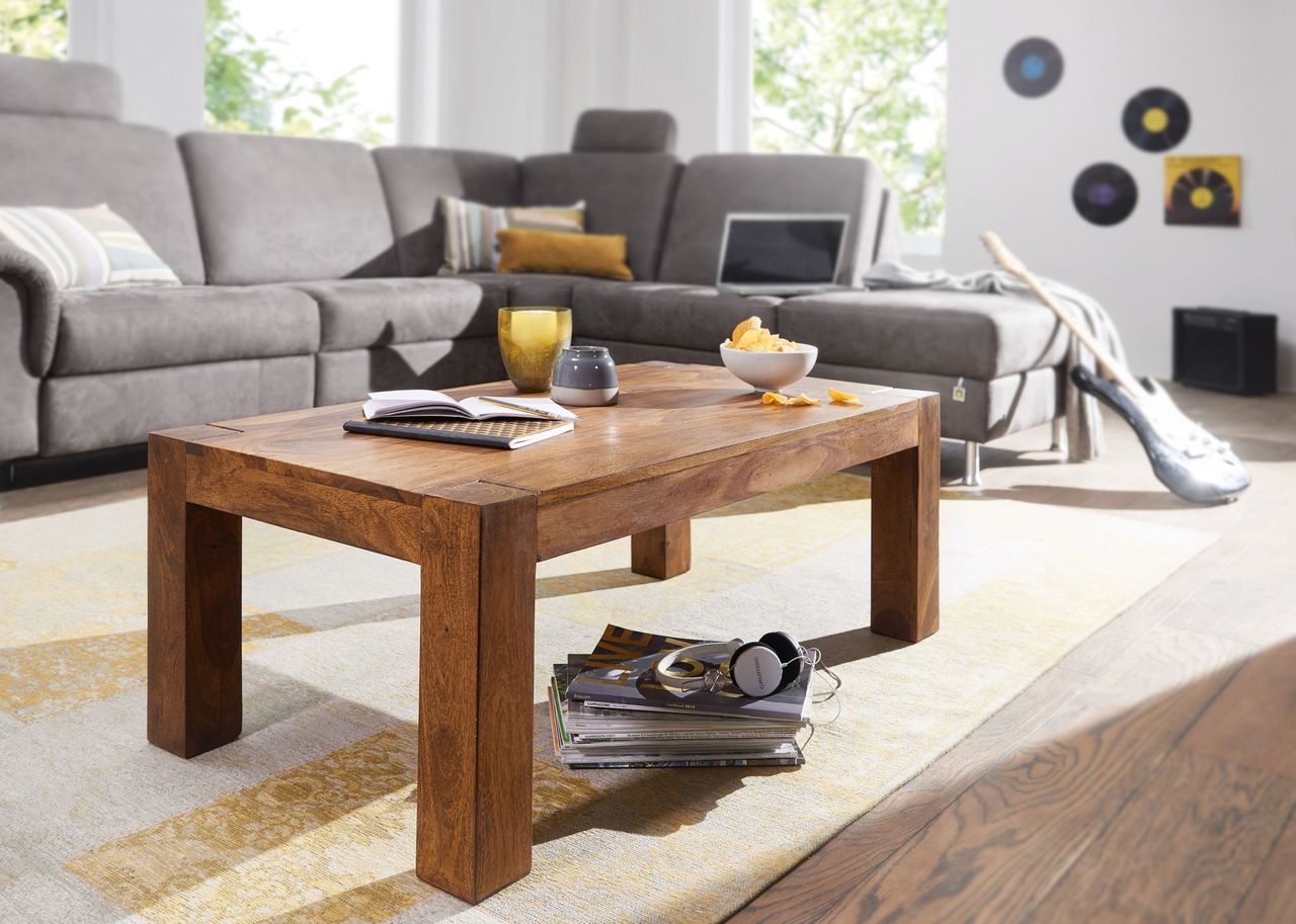 Wohnling Sheesham Couchtisch Massiv 110 x 60 cm Massivholz