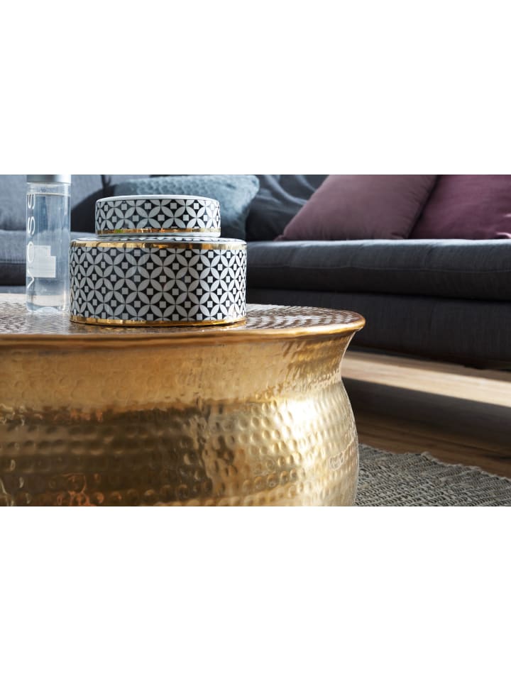 KADIMA DESIGN Couchtisch 75x31x75 cm Aluminium Beistelltisch orientalisch in Gold günstig kaufen onesize