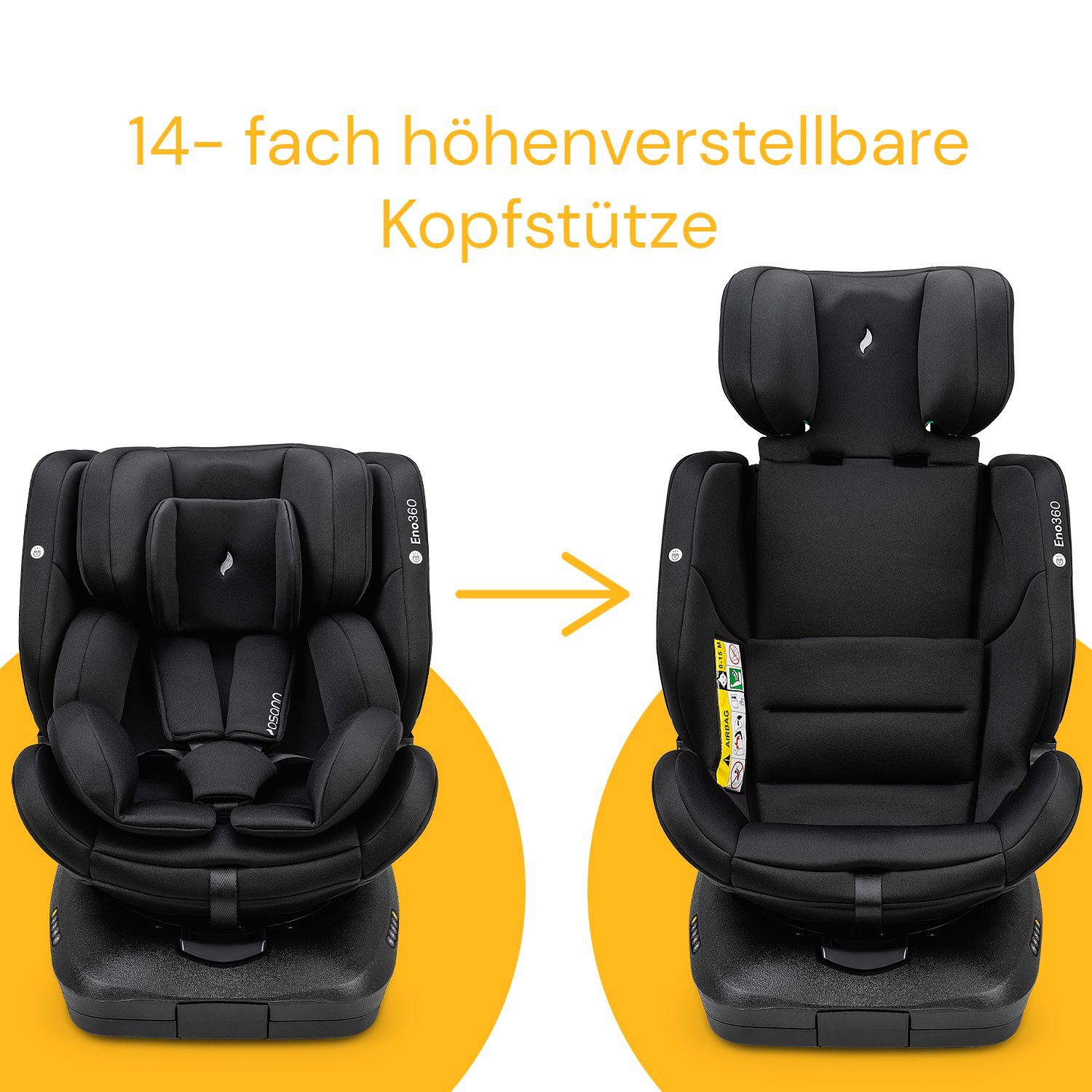Osann Autokindersitz Eno360 i-Size, ab: Geburt, bis: 12 Jahre, drehbarer Reboarder mit Isofix und Top-Tether - 40-150 cm