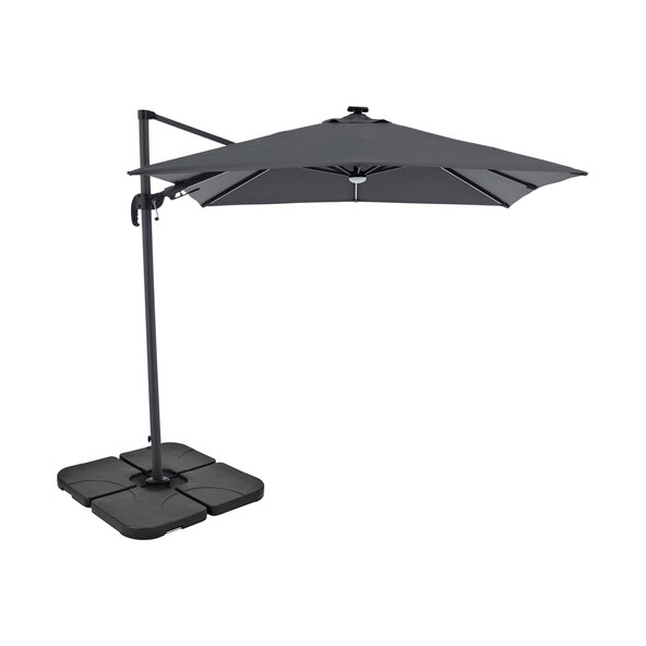Alu-LED-Solarpendelschirm, 250 x 250 cm, anthrazit