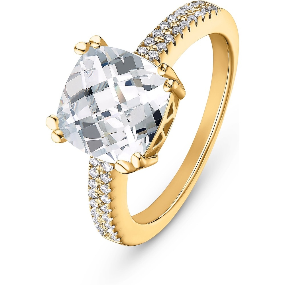FAVS Bague pour femme 925 Argent or jaune Bague