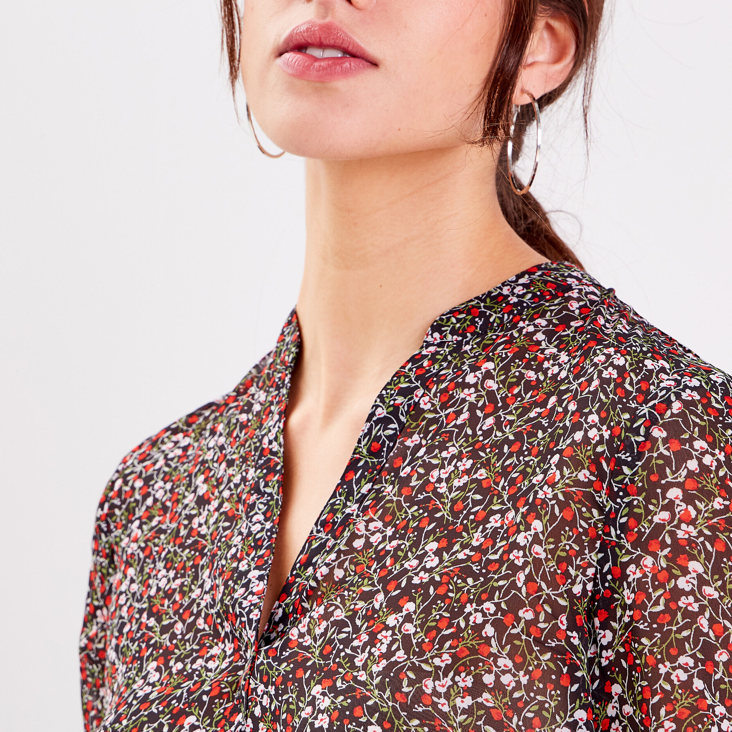 Blouse manches 3/4 noir femme | Cache Cache
