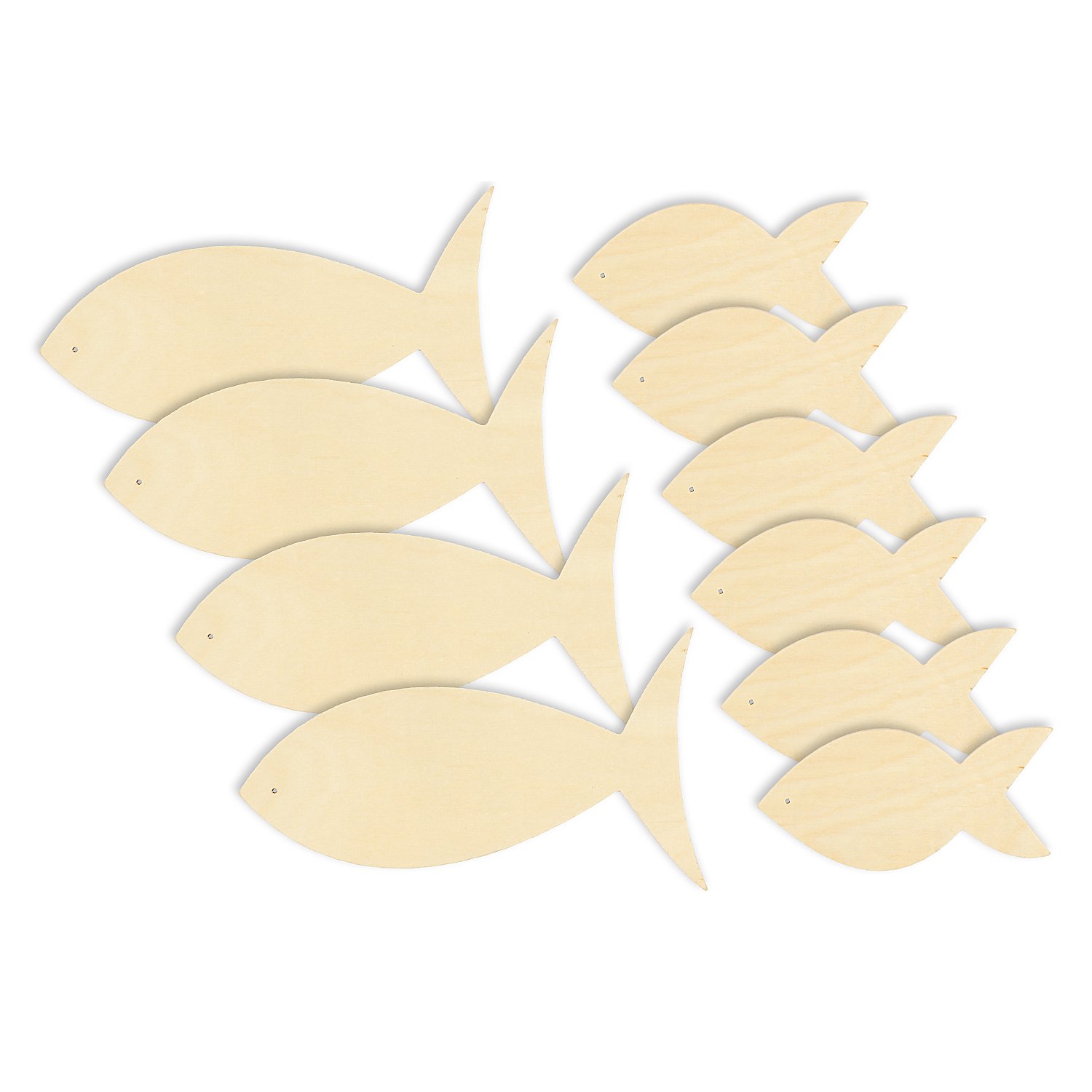 Deko-Fische aus Holz, 10 Stück