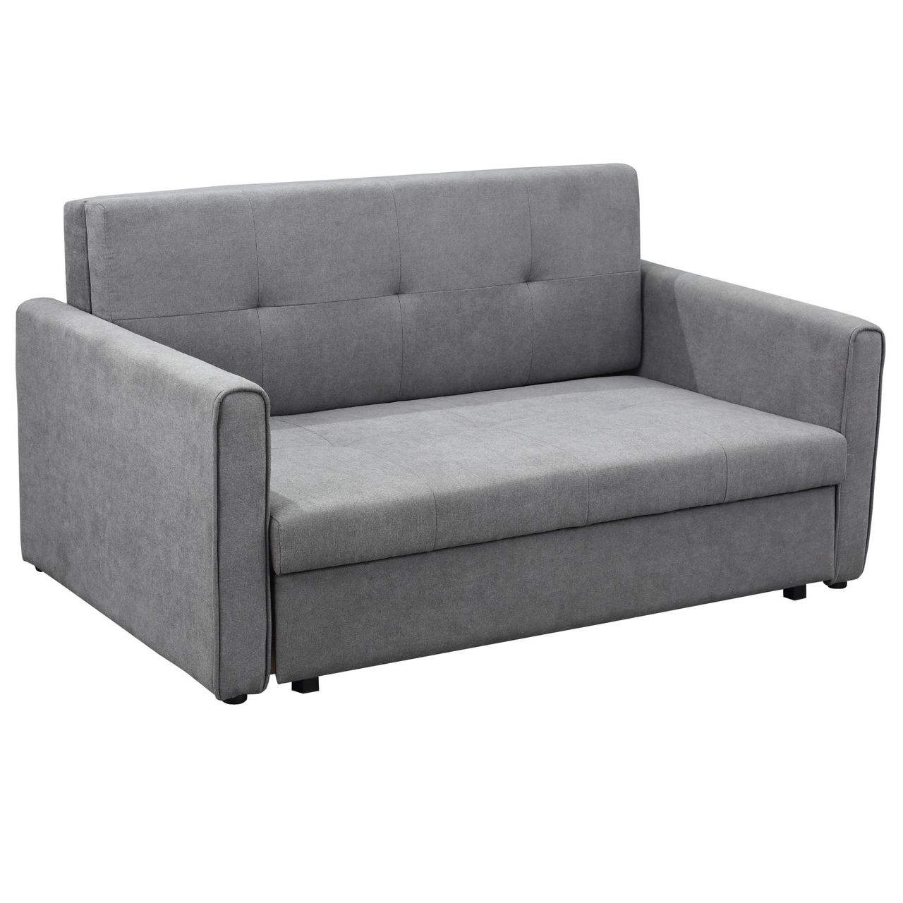 HOMCOM Schlafsofa 2-Sitzer Sofa, Polstersofa mit Stauraum, Rückenkissen, Grau