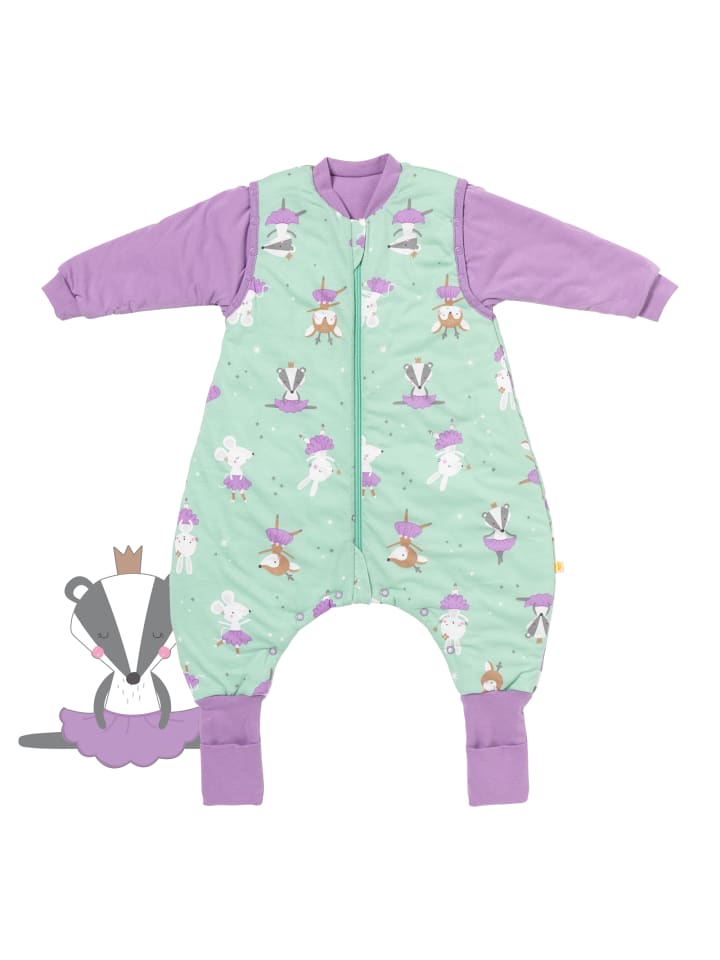 Schlummersack Schlafsack mit Füßen und umklappbaren Bündchen 3.5 TOG in Mint-Lila günstig kaufen