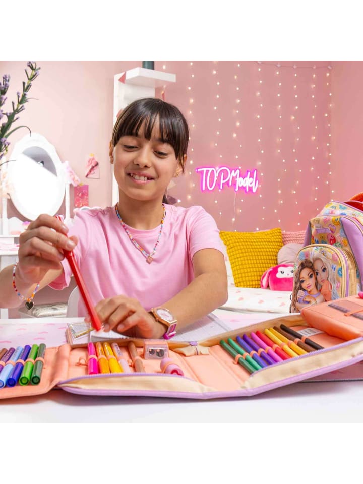 Depesche Deluxe Federtasche GIRL POWER inkl. Stifte TOPModel 5 x 15,5 x 22 cm in violett günstig kaufen onesize