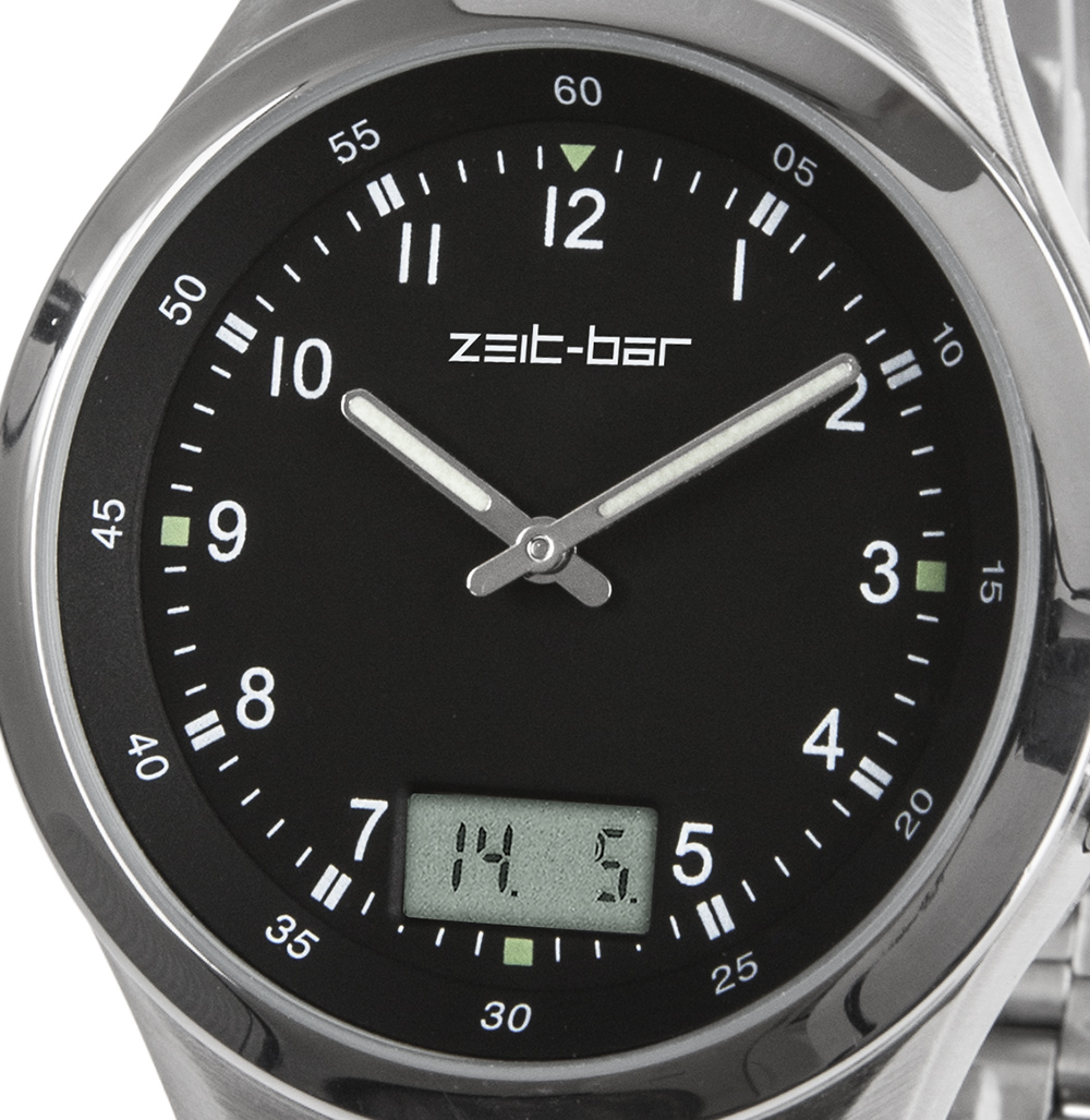 Zeit-Bar Funk-Armbanduhr, mit Datums- und Sekundenanzeige