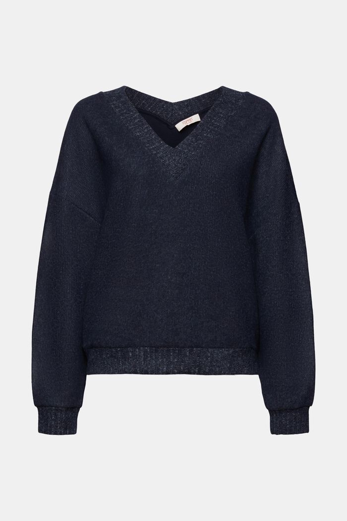V-Ausschnitt-Pullover aus gebürstetem Strick