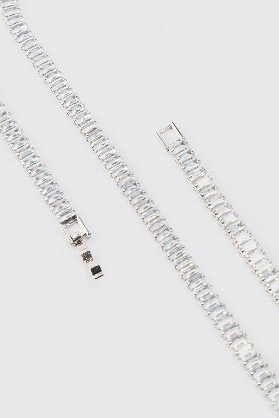 Silberne Kette mit Strass