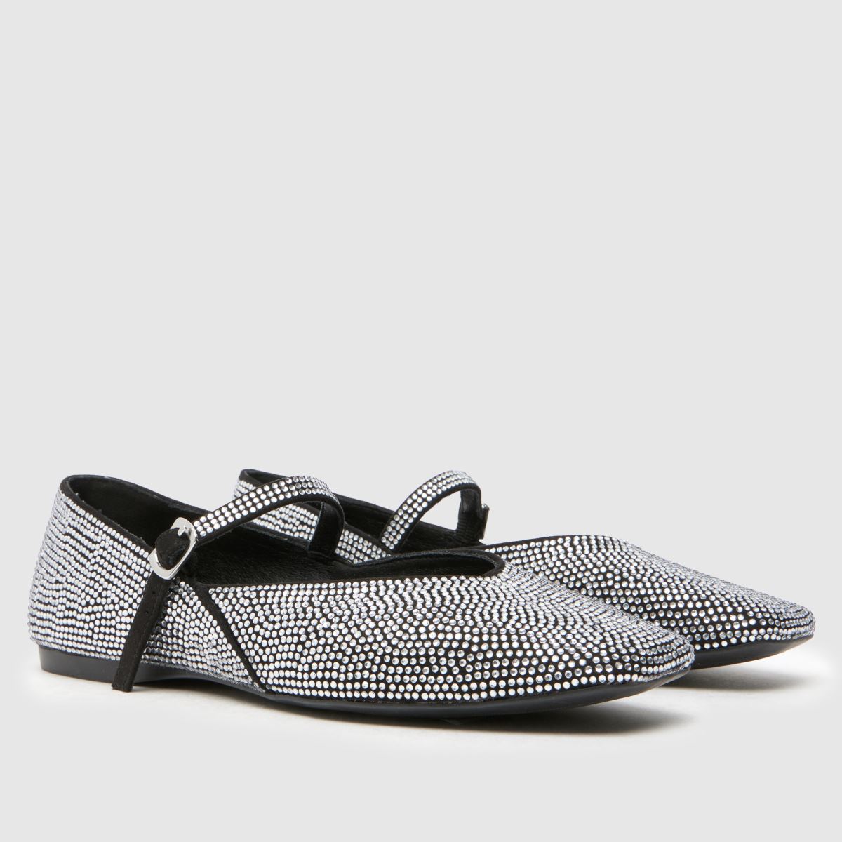 Schuh – Lois – Silverfärgade ballerinaskor med utsmyckning