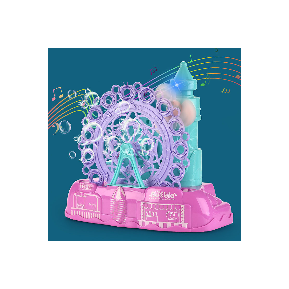 Bubble Maker Spielzeug Riesenrad Kinder-Seifenblasenmaschine mit Musik