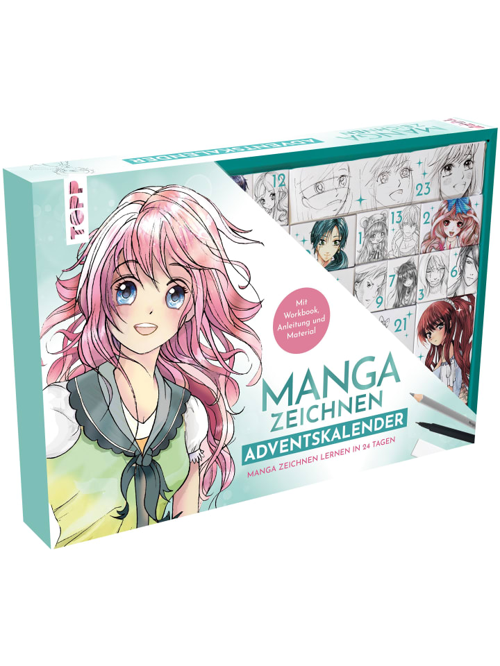 frechverlag Manga zeichnen Adventskalender mit Anleitungsbuch, Workbook und Zeichenmaterial günstig kaufen onesize