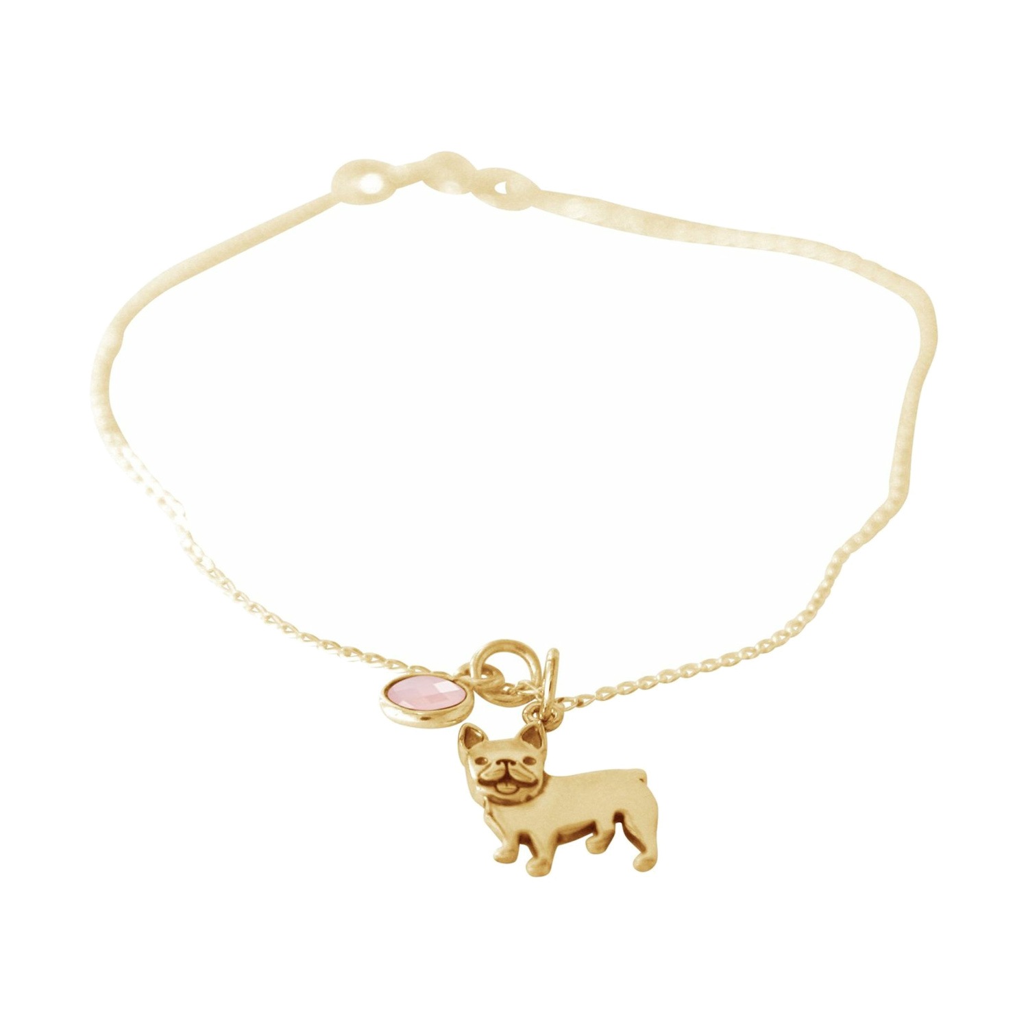 Armband 'FRANZÖSISCHE BULLDOGGE Hund Rosenquarz'