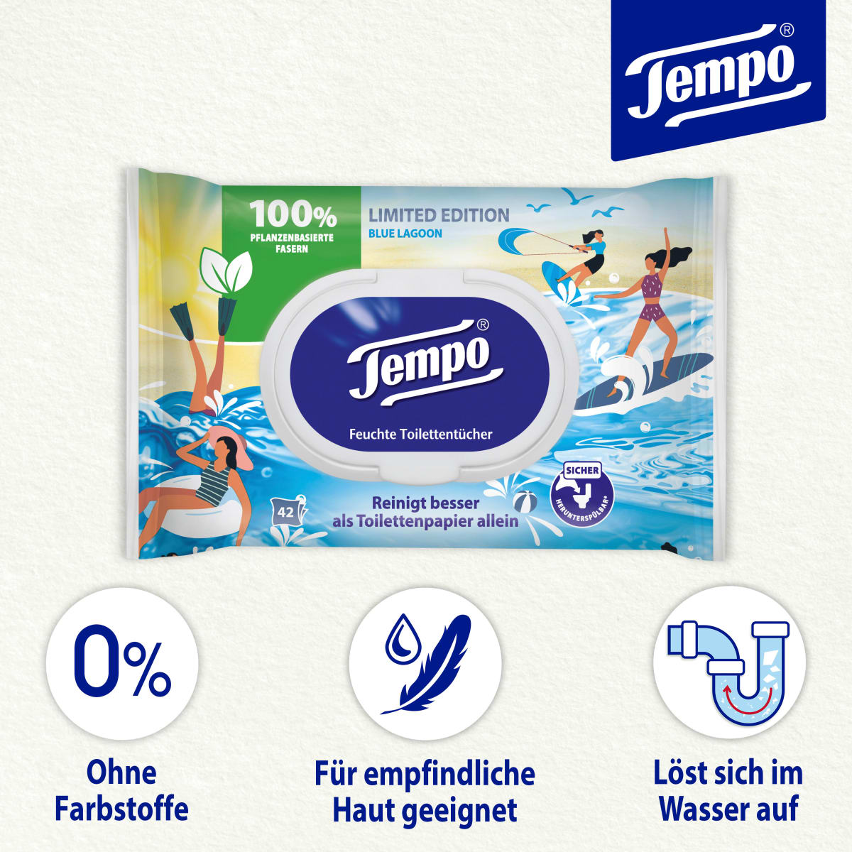 Feuchtes Toilettenpapier Blue Lagoon, 42 St